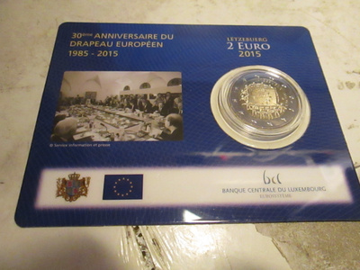 2015 Luxemburg 2 € EU:n lippu 30v CoinCard