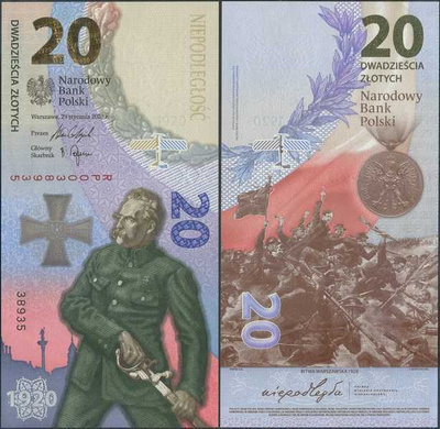 Puola Poland 20 Zlotych 2020 UNC Varsovan taistelu 100v