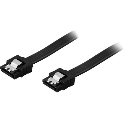 Deltaco SATA kaapeli, SATA 6Gb/s, lukkoklipsit, 0.5m, musta