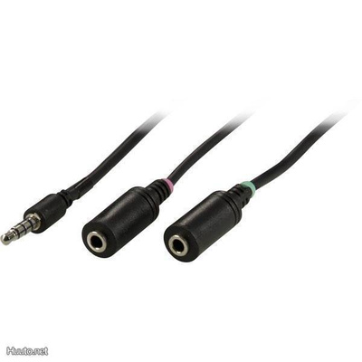 Deltaco iPhone Headset-sovitin, 3.5mm M/M - 2x3.5mm F, 0.5m