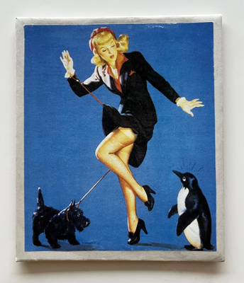 * Pin-up-magneetti * blondi, koira ja pingviini *