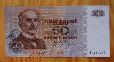 Suomen pankki 50 mk seteli 1977 Ståhlberg