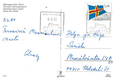 KASTELHOLM 8.6.81 ERIKOISLEIMA AHVENANMAA KORTILLA 1,40MK LI