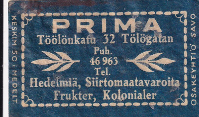 Helsinki, PRIMA,  Töölönkatu 32      8/3