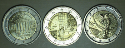 2€ Juhlarahat x3. 2006 Italia, 2019 Viro, 2020 Saksa
