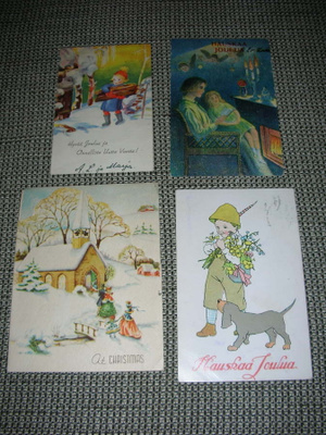 vanhoja joulukortteja 40-50-luku