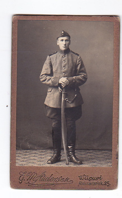 CDV Visiitti Valokuva Sotilas Rakuuna Miekka Viipuri 1920-l