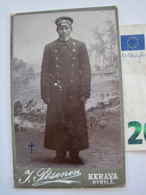 CDV kuva Sotilas? Virkamies? Erikoiset Napit Kokardi 1900-l