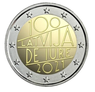 ** LATVIA 2€ 2021 Latvija De Iure pillerissä **