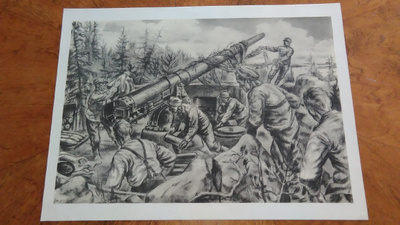 Jatkosota Rannikkotykistö Sotapiirros Lindeberg 1942