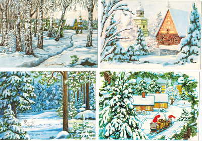 MarjaLiisa Pitkäranta - Joulukortteja 4 kpl