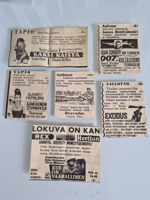 Harvinainen iso erä vintage-elokuvailmoituksia 1962–1965