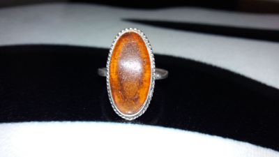 Vintage desing Venäläinen Hopea Meripihka sormus Amber 875