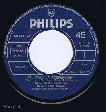 IRWIN GOODMAN st. pauli & reeperbahn 45 -1970- philips 60340