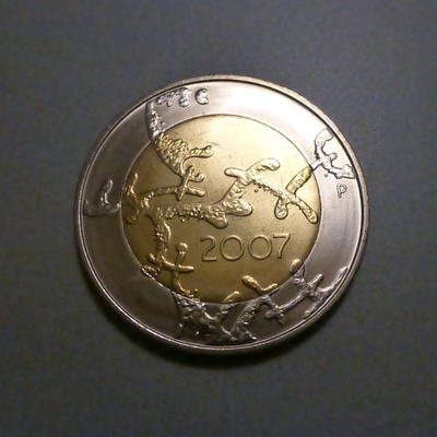 Suomi 2007 5 € Itsenäisyys 90 vuotta UNC #127