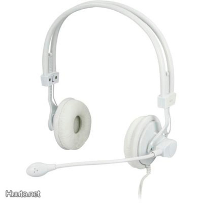 Deltaco HL7V Headset, mikrofoni ja äänensäätö, valk. *UUSI*