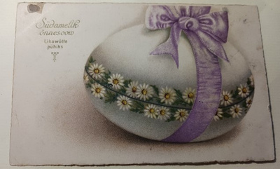 Iso, koristeltu Pääsiäismuna, vanha eestil. pk, p. 1923