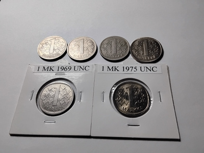 Suomi-markat unc/circ yht. 6 kpl