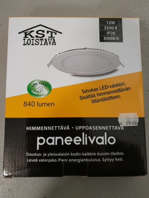 Uppoasennettava paneelivalo, himmennettävä, 12W  *UUSI*