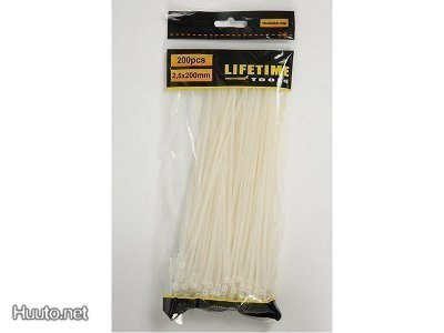 LifeTime Tools Nippuside, 2.5x100mm, 100kpl, valkoinen UUSI