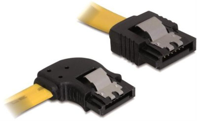 DeLOCK SATA kaapeli, SATA - SATA kulma, lukitus, 0.5m, kelt.