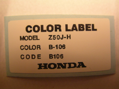 honda monkey -87-88 sininen värikoodi tarra B-106