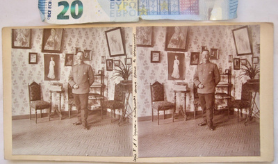 Stereo Valokuva Venäjän Upseeri Upea Merkki Viipuri 1900-l