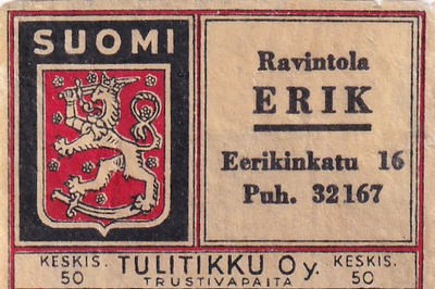 Helsinki, Ravintola ERIK , Eerikinkatu 16   5/3