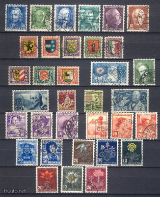 SVEITSI Pro Juventute 34 erilaista 1923-1949