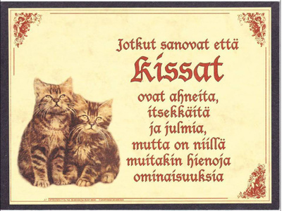 kortti ** Kissa - erilaisia seinälle tai onnitteluun