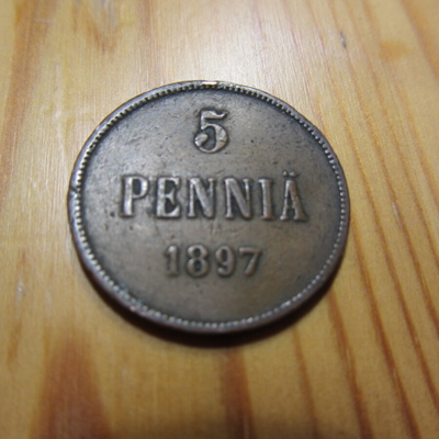 5 Penniä 1897 mahd. kl 4