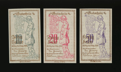 Itävalta Notgeld 10, 20, 50 Heller, Brunn 1920