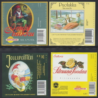 Juomaetikettejä käyttämättömiä 4 eril