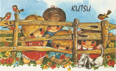Lapset riukuaidan takana. Kutsu.  Ei kulk