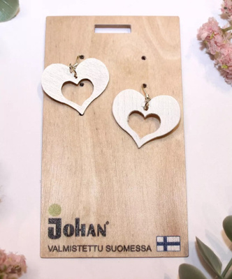 Johan korvakorut sydän valkoinen Uusi
