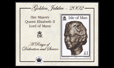 Mansaari 959BL44 ** Elizabeth II valtaistuimella 50v (2002)