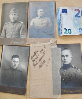 4 VANHAA CDV Visitti Valokuvaa Sotilaat Viipuri 1920-l