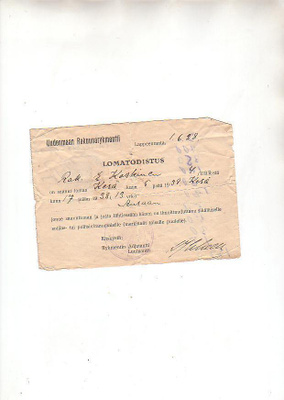 Lomapaperit, 3 kpl., 1938,1942 ja 1943.