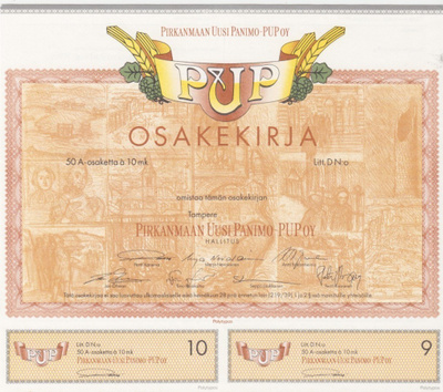 OKK 1992 Pirkanmaan Uusi Panimo Oy PUP spec, Tampere osakek.