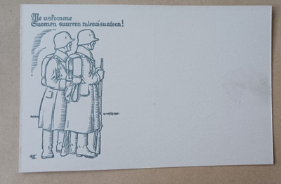 Kaksi suomalaista sotilasta, Kenttäpostikortti, ei käyt.