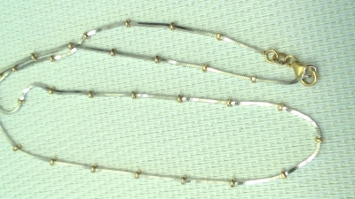 14 karaatin valko/keltakulta kaulakoru, 585, 5,3 g, T-n