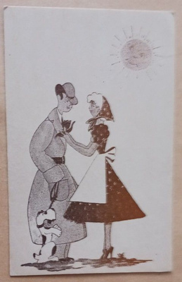 Leidi, herra ja koira tapaavat lopultakin, Kenttäpostia 1943