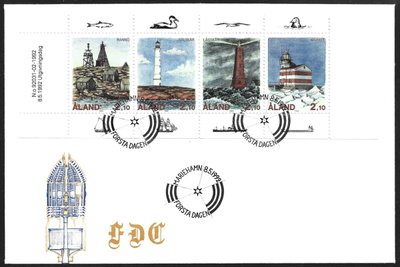 FDC Åland 1992 ÅV 1 Majakoita  LaPe ÅL 057-060