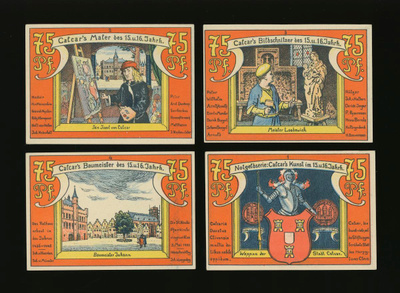 Saksa Notgeld 4 x 75 Pfennig, Calcar 1922