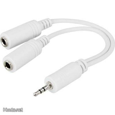 Deltaco Adapteri 2,5mm U - 2 x 3,5mm N, 0,1m, valk. *UUSI*