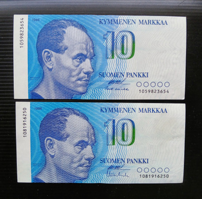 Suomi 10 Markkaa 2kpl vuosi1986