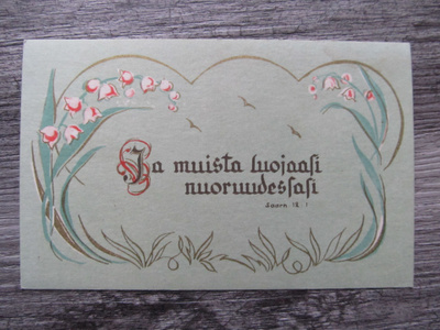 "Ja muista luojaasi nuoruudessasi", vanha uskonnollinen kort