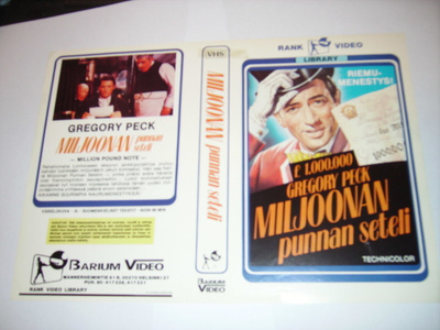 Vhs kansipaperi Fix -  MILJOONAN PUNNAN SETELI (Sis.pk:t)