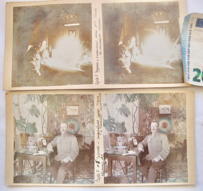 2 VANHAA Stereo Valokuvaa Venäjän Upseeri Viipuri 1900-l