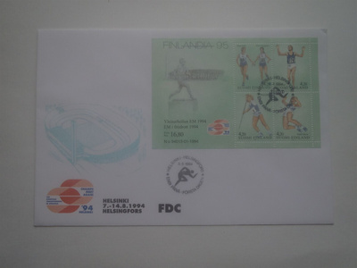 YLEISURHEILUN EM 1994 - ENSIPÄIVÄKUORI ( FDC )